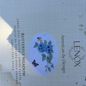 Lenox Butterfly Meadow Oval Platter with Blue and Green Design